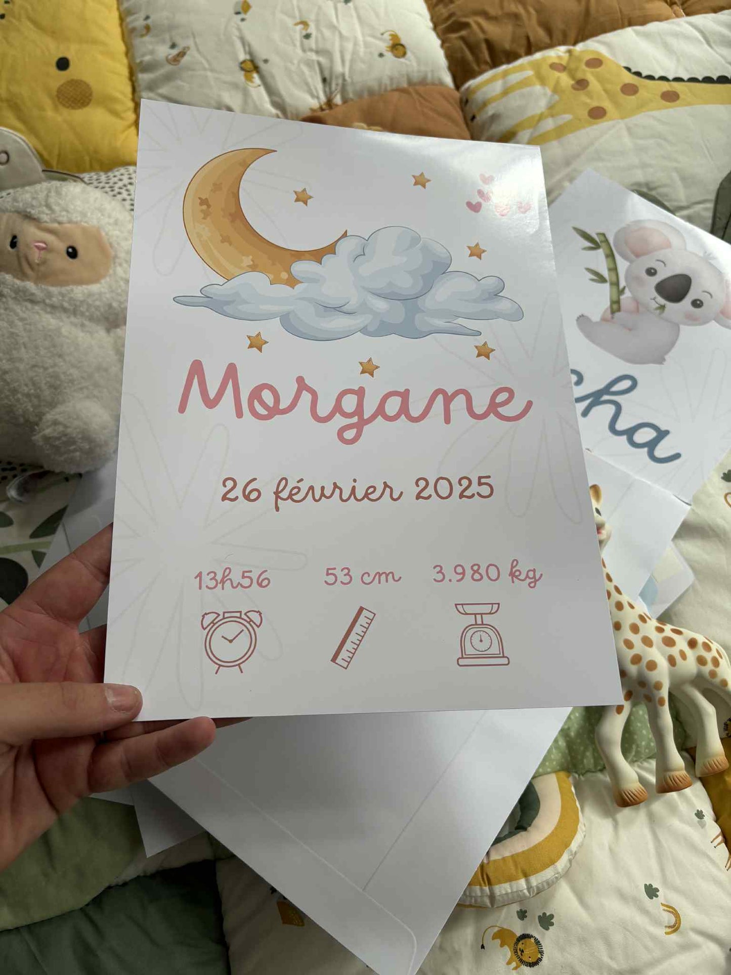 Affiche Naissance Personnalisée fille A4