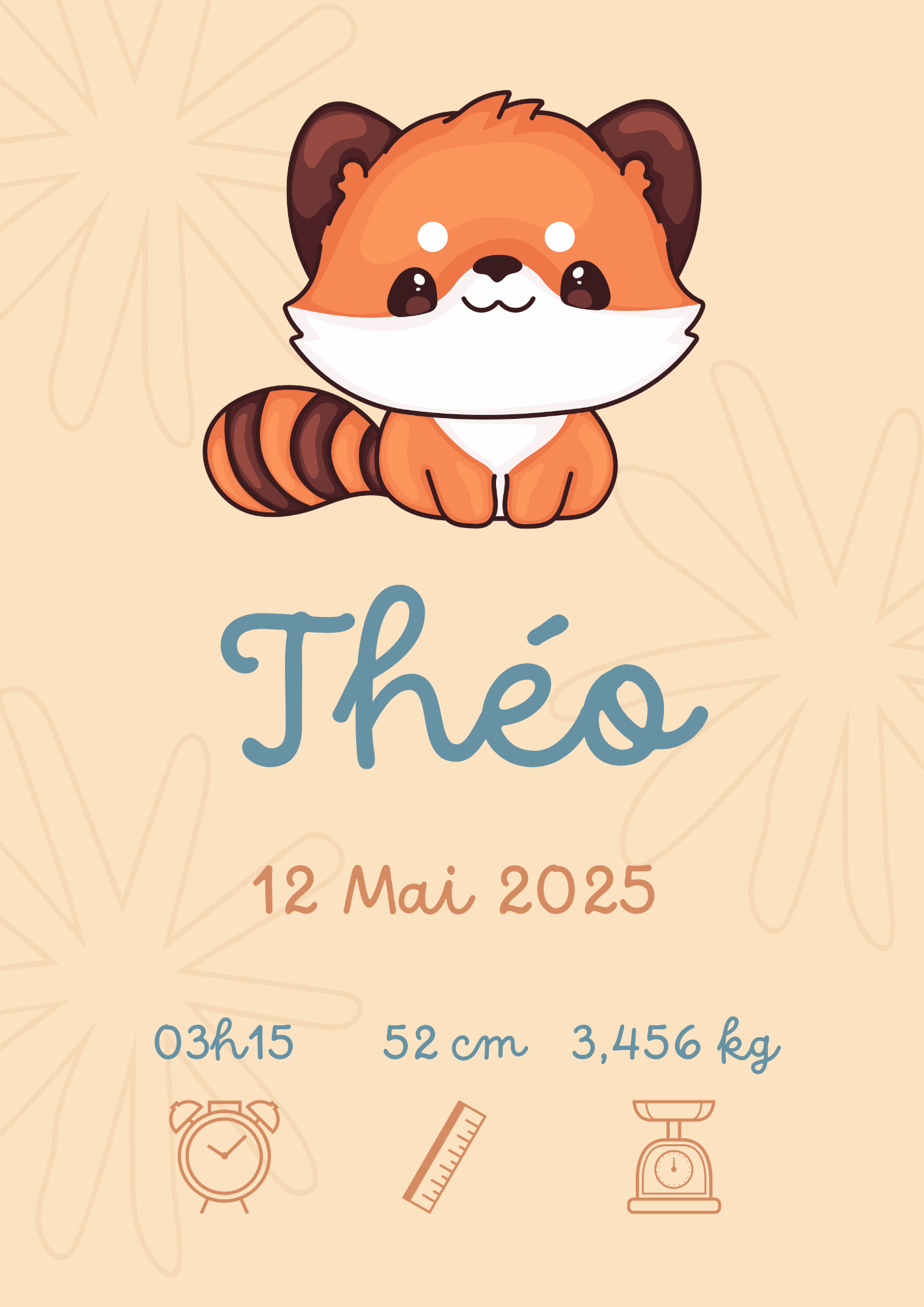 Affiche Naissance Personnalisée garçon A4