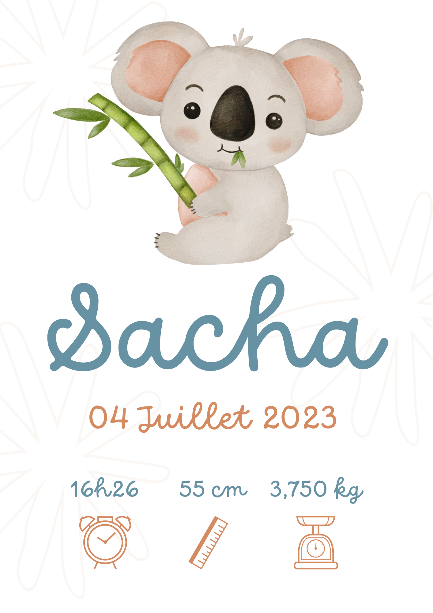 Affiche de Naissance Personnalisée – Format Numérique (PDF HD)