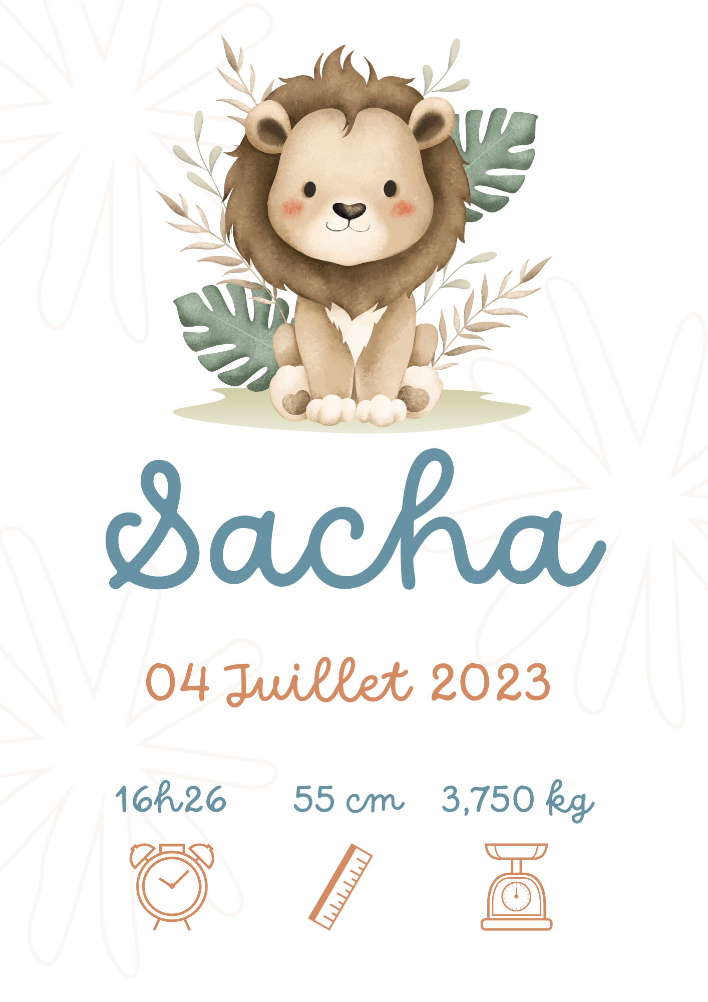 Affiche Naissance Personnalisée garçon A4