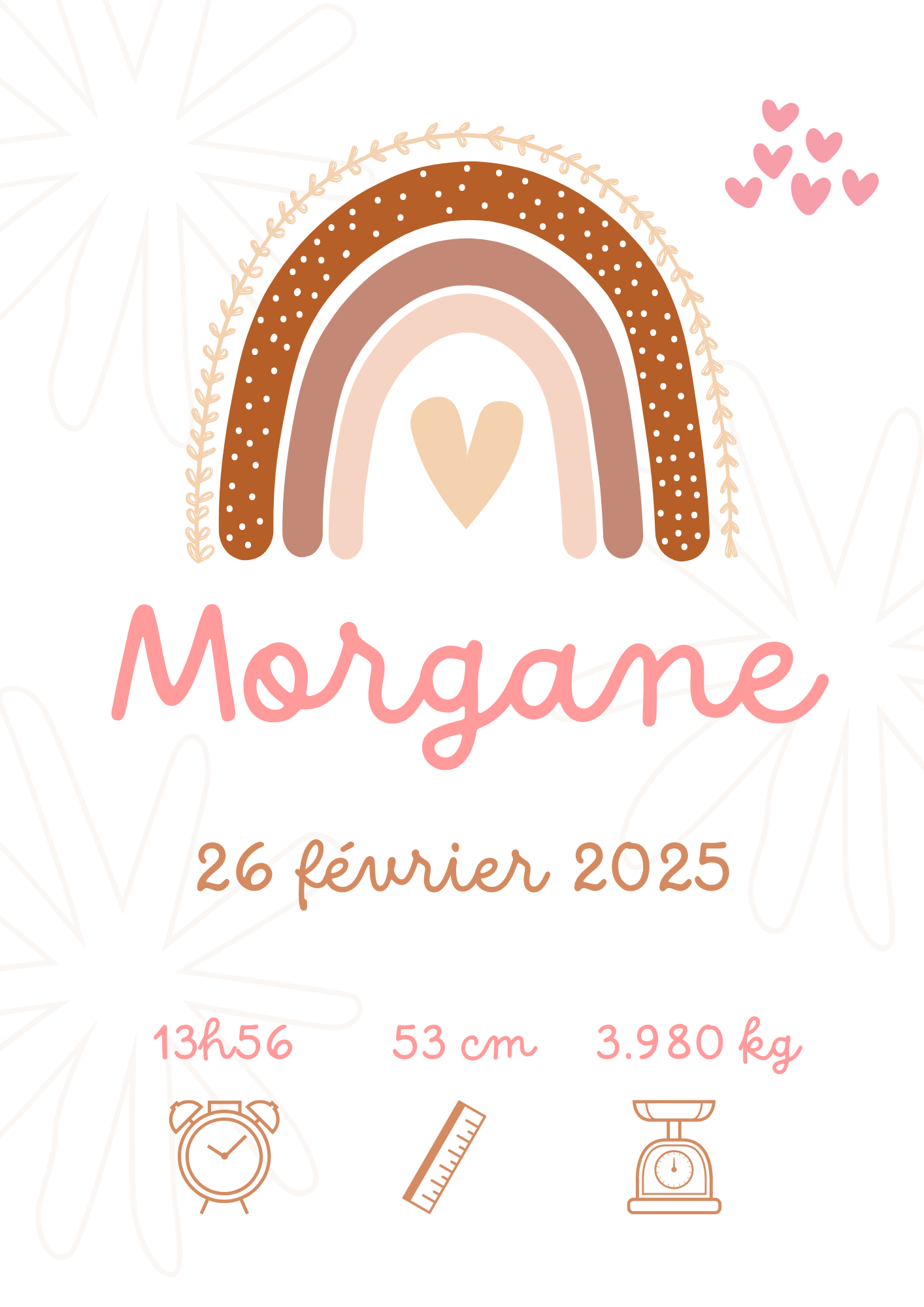 Affiche Naissance Personnalisée fille A4