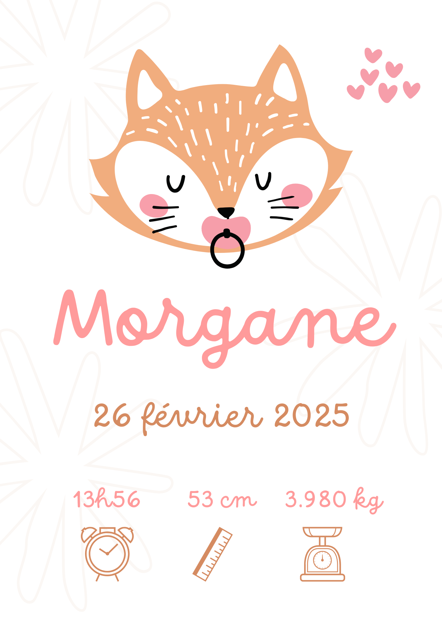 Affiche Naissance Personnalisée fille A4