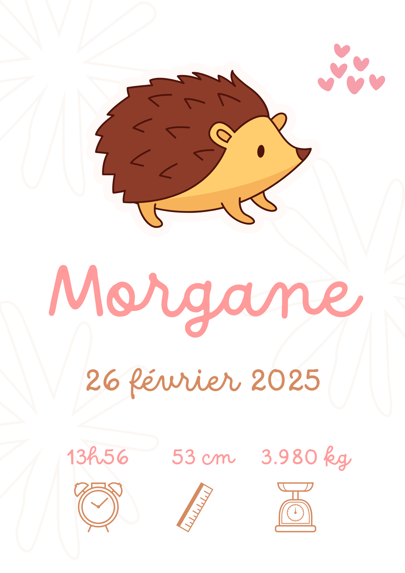 Affiche Naissance Personnalisée fille A4