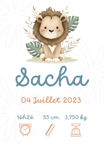 Affiche Naissance Personnalisée garçon A4