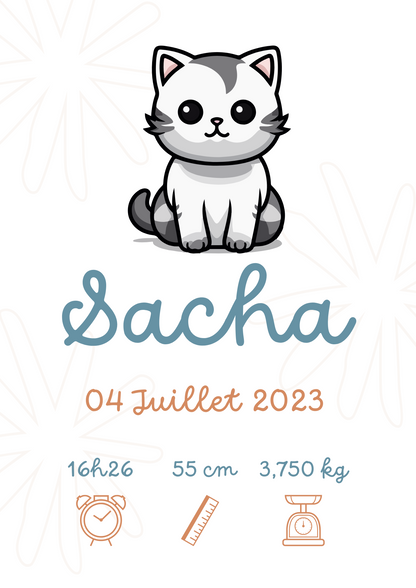 Affiche Naissance Personnalisée garçon A4