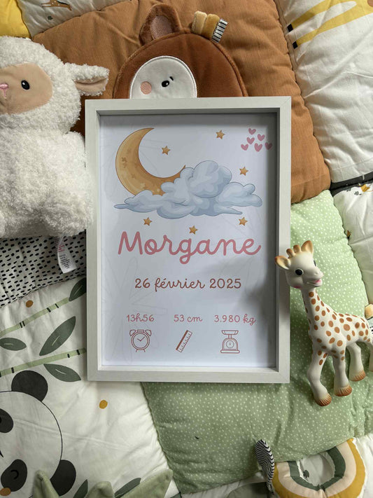 Affiche Naissance Personnalisée fille A4
