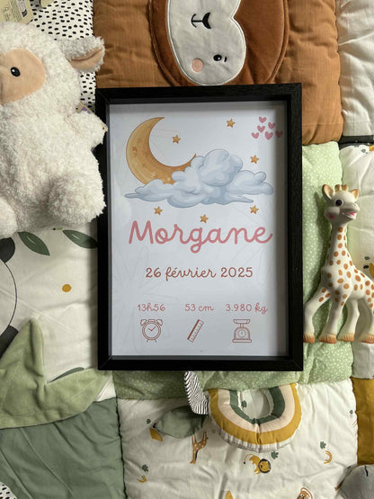 Affiche Naissance Personnalisée fille A4